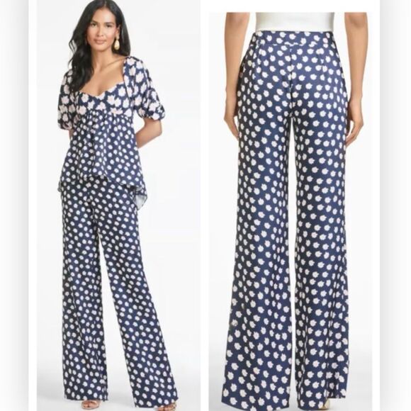 Sachin + Babi Lana Pant Navy/Pink Patterned Pants NWT size 8 $350 - Picture 3 of 6